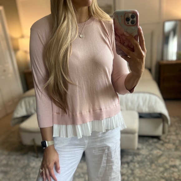 Calvin Klein Light Pink Ruffle Hem Blouse - Picture 1 of 4